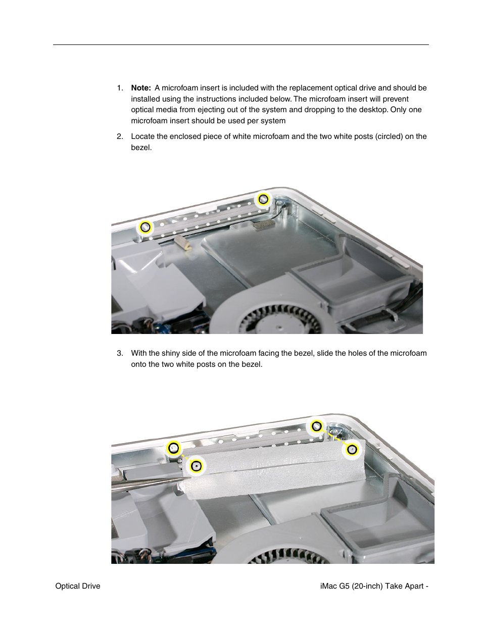 Replacing the optical drive | Apple iMac G5, 20-inch User Manual | Page 21 / 314