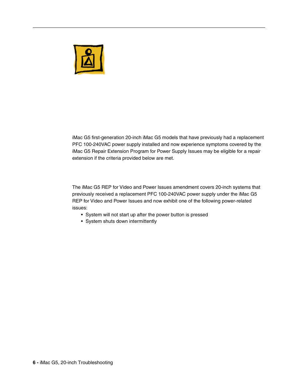 Overview, Symptoms | Apple iMac G5, 20-inch User Manual | Page 230 / 314