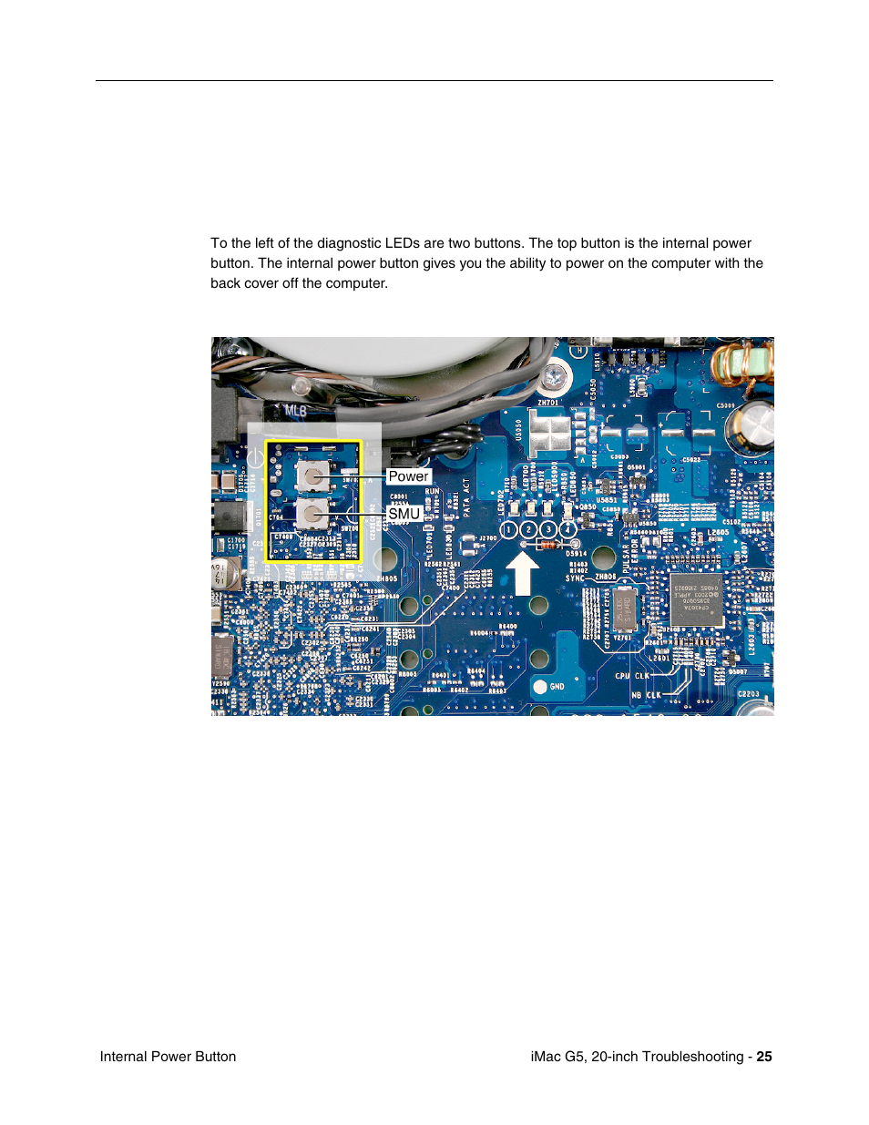Internal power button | Apple iMac G5, 20-inch User Manual | Page 249 / 314