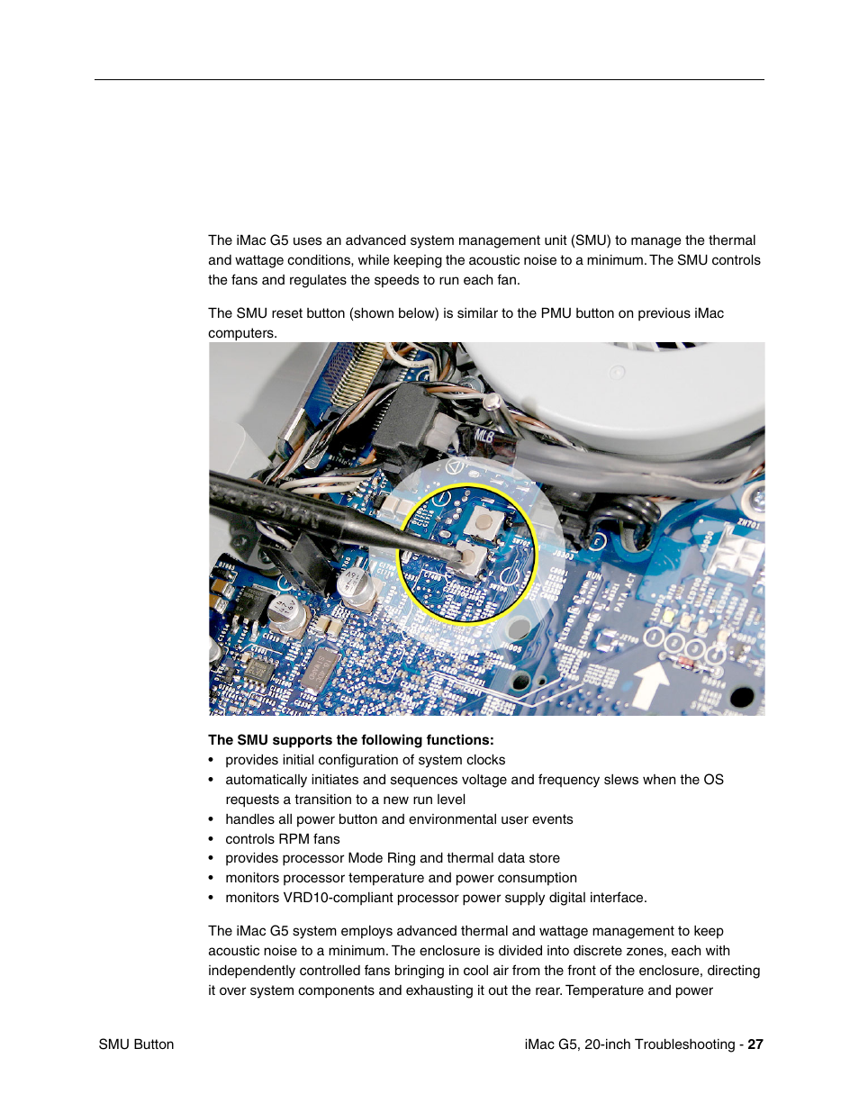 Smu button | Apple iMac G5, 20-inch User Manual | Page 251 / 314