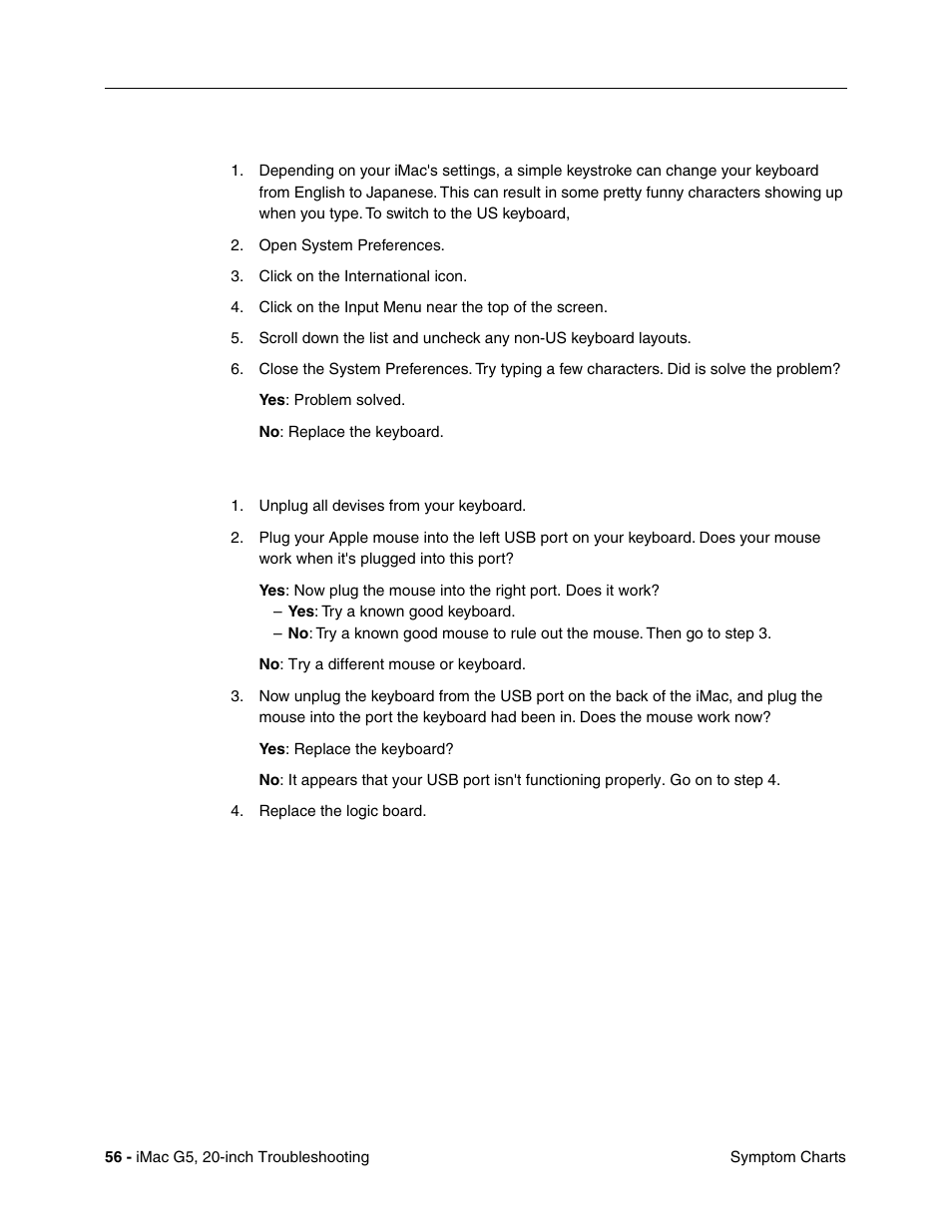 The usb port on my keyboard doesn't work | Apple iMac G5, 20-inch User Manual | Page 280 / 314