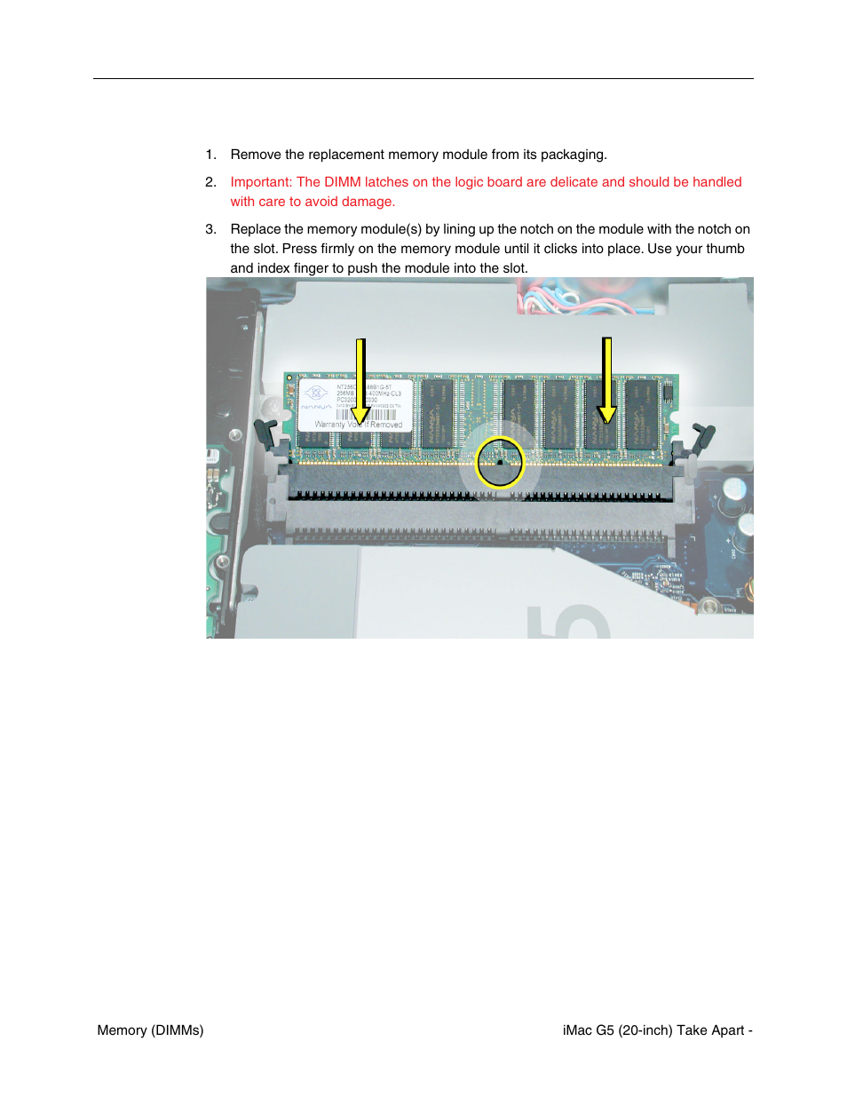 Replacing the memory | Apple iMac G5, 20-inch User Manual | Page 55 / 314