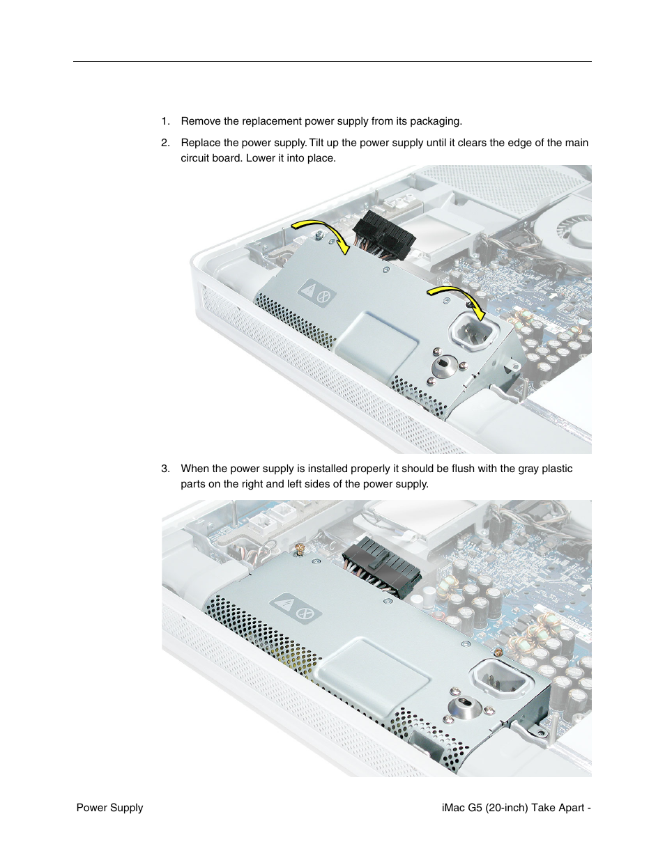 Replacing the power supply | Apple iMac G5, 20-inch User Manual | Page 81 / 314