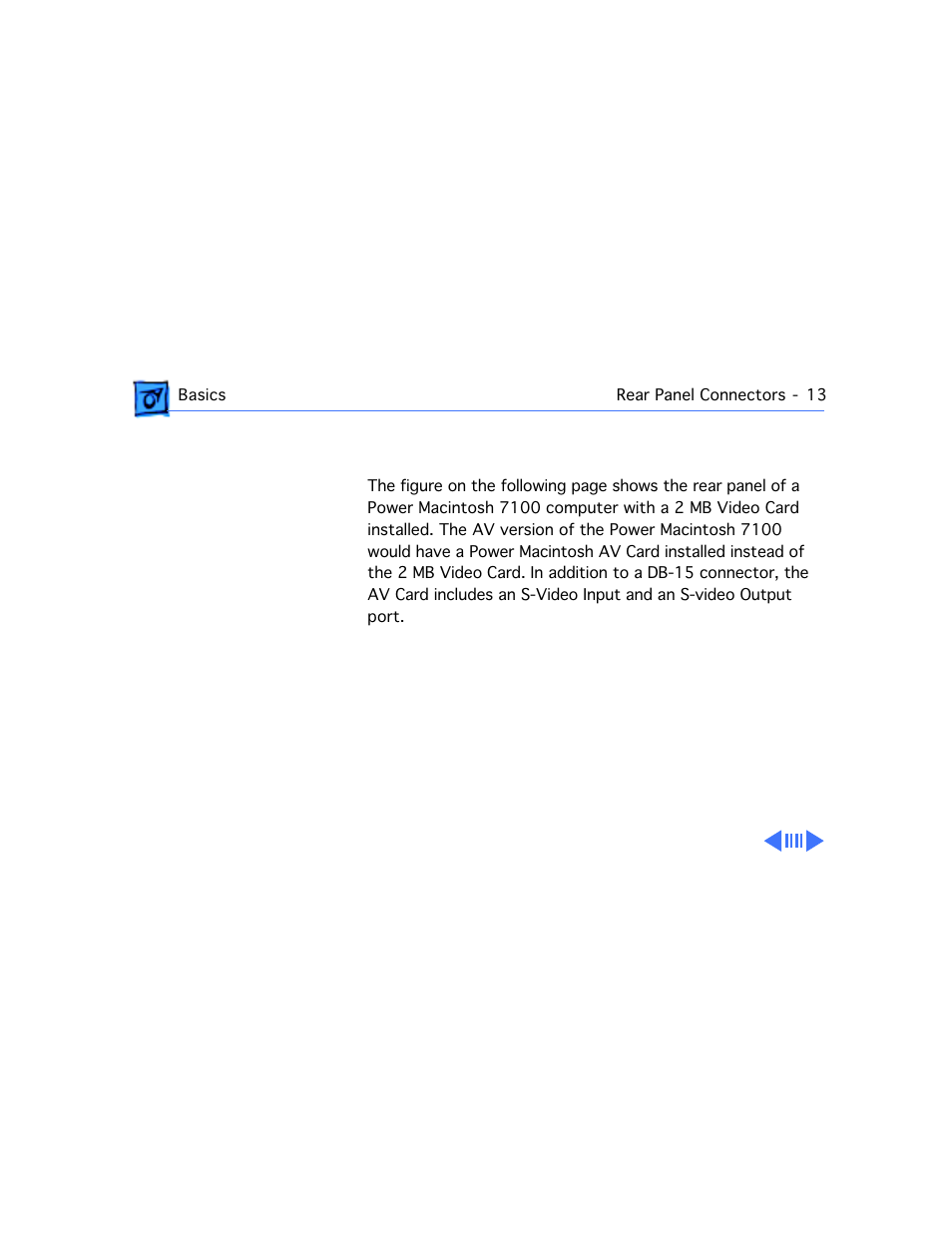 Rear panel connectors | Apple Power Macintosh 7100/80AV User Manual | Page 15 / 132