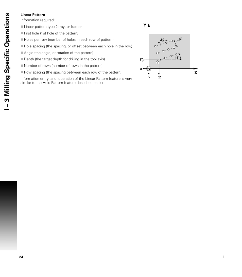 Linear pattern, I – 3 milling specific oper ations | ACU-RITE VUE READOUTS User Manual | Page 38 / 68