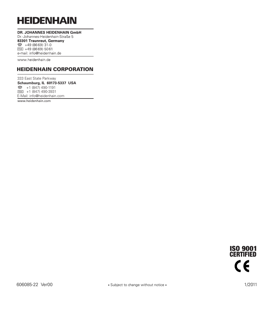 Heidenhain corporation | ACU-RITE VUE READOUTS User Manual | Page 68 / 68