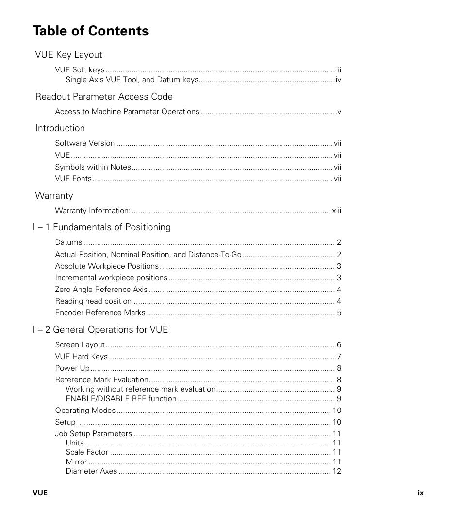 ACU-RITE VUE READOUTS User Manual | Page 9 / 68