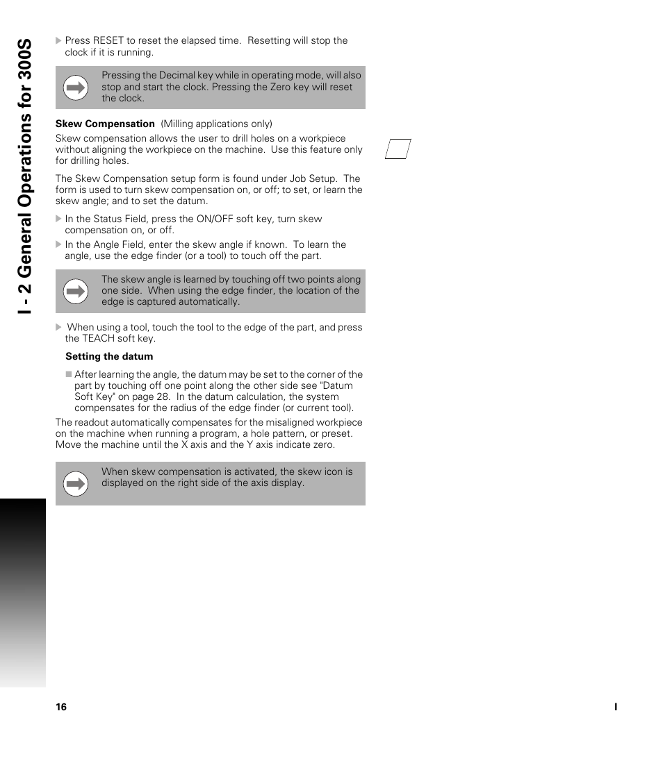 Skew compensation (milling applications only) | ACU-RITE 300S READOUTS User Manual | Page 30 / 122