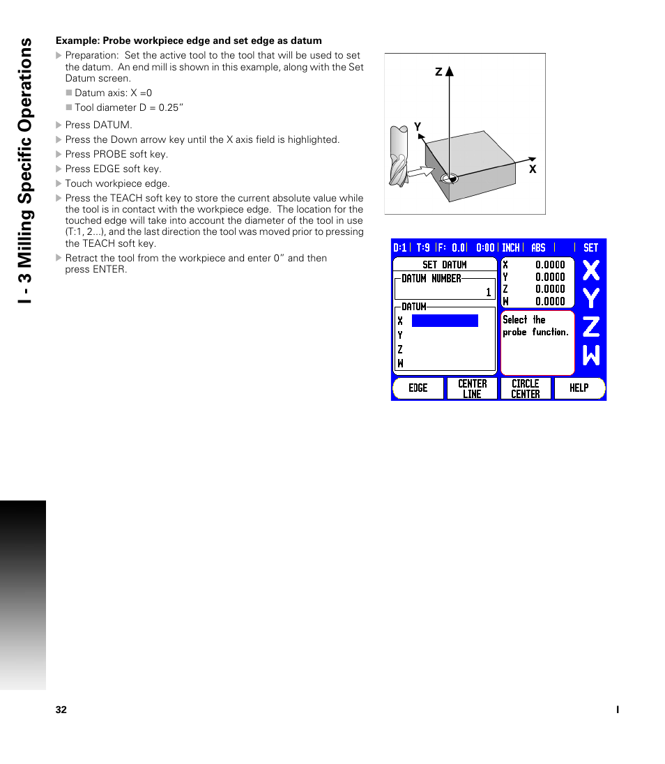 I - 3 milling specific oper ations | ACU-RITE 300S READOUTS User Manual | Page 46 / 122