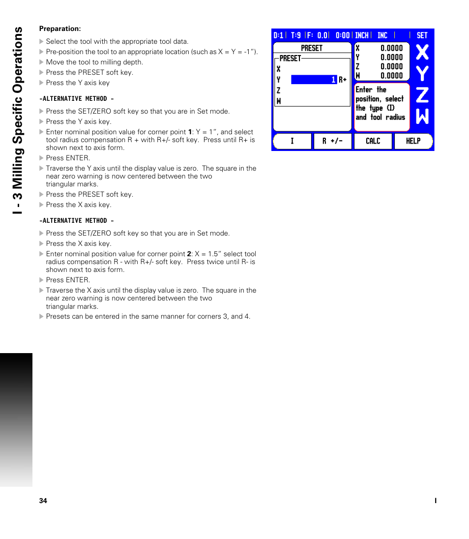 I - 3 milling specific oper ations | ACU-RITE 300S READOUTS User Manual | Page 48 / 122