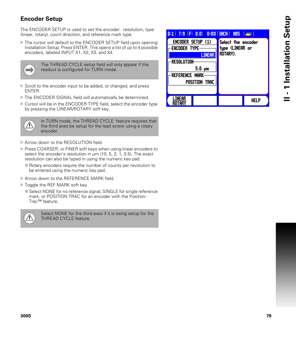 Encoder setup, Coder setup, Ii - 1 installation set u p | ACU-RITE 300S READOUTS User Manual | Page 93 / 122