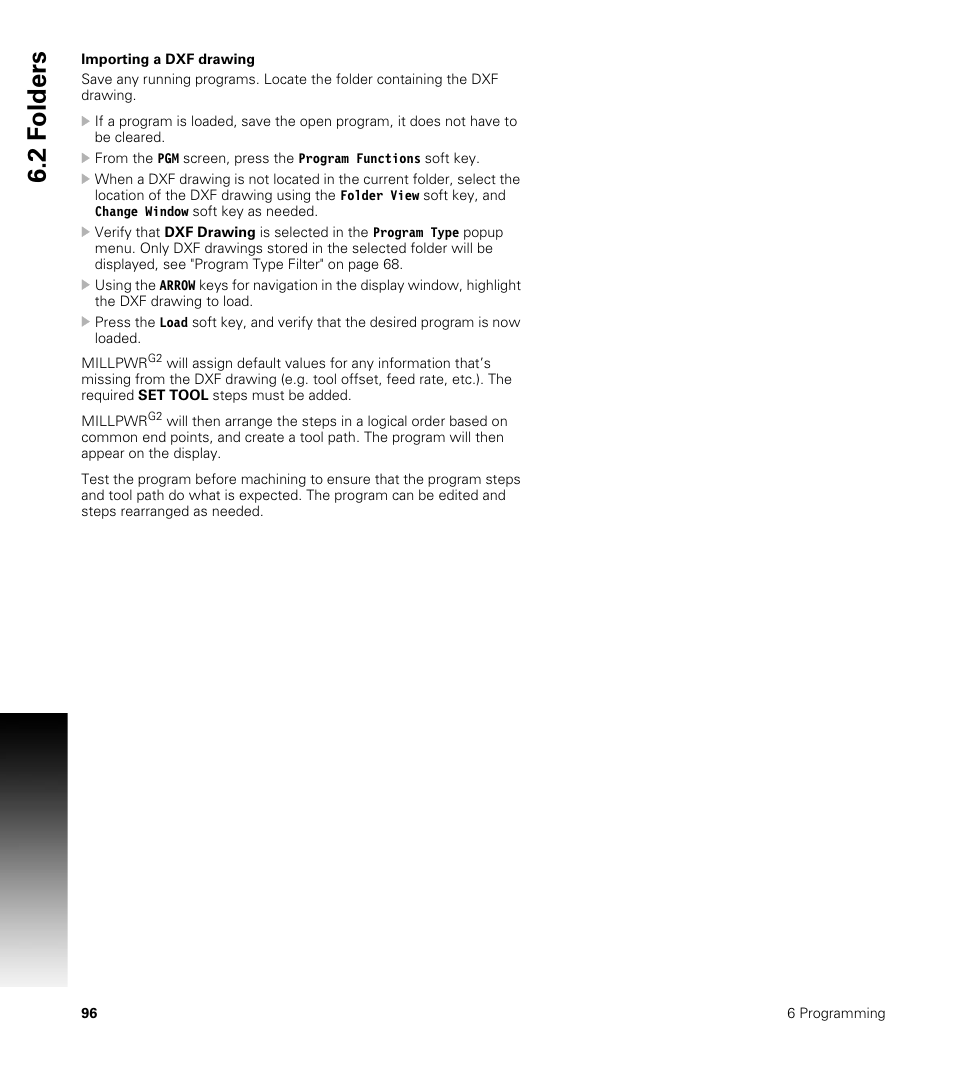 Importing a dxf drawing, 2 f o lders | ACU-RITE MILLPWRG2 User Manual | Page 114 / 214