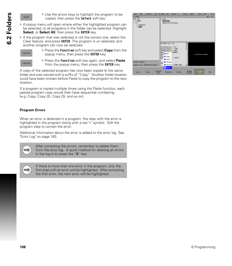 Program errors, 2 f o lders | ACU-RITE MILLPWRG2 User Manual | Page 126 / 214