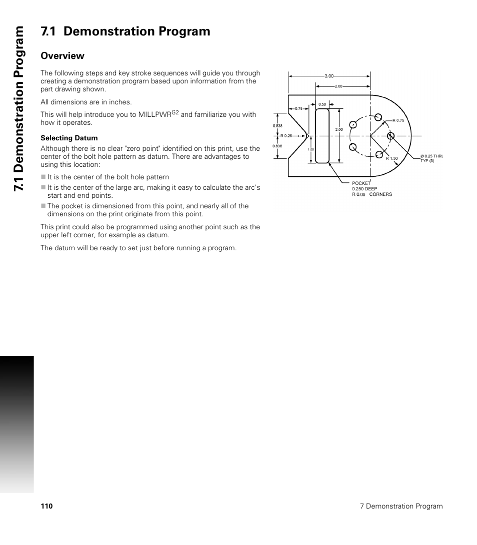 1 demonstration program, Overview, Selecting datum | ACU-RITE MILLPWRG2 User Manual | Page 128 / 214
