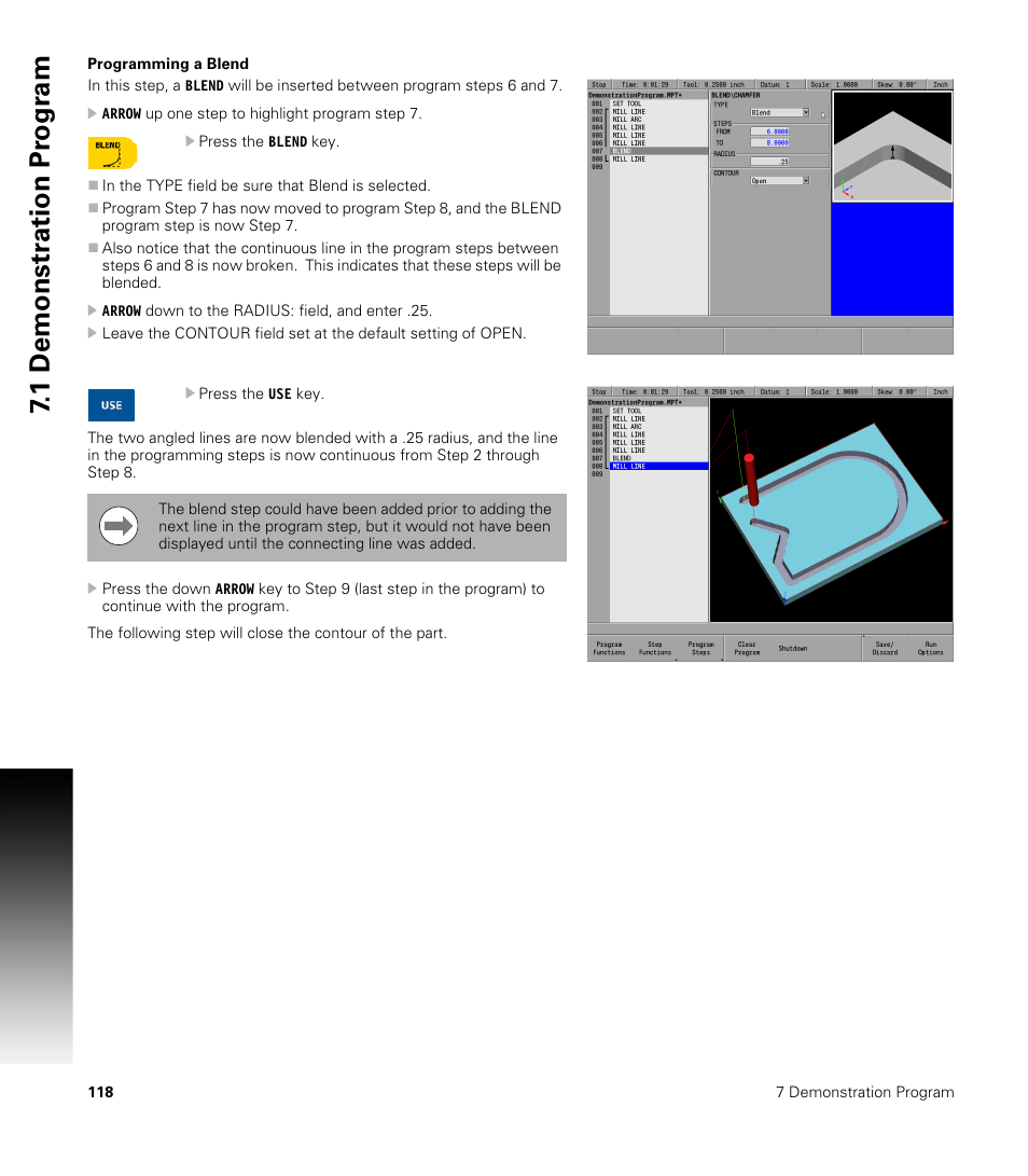 Programming a blend, 1 demonstr ation pr ogr am | ACU-RITE MILLPWRG2 User Manual | Page 136 / 214