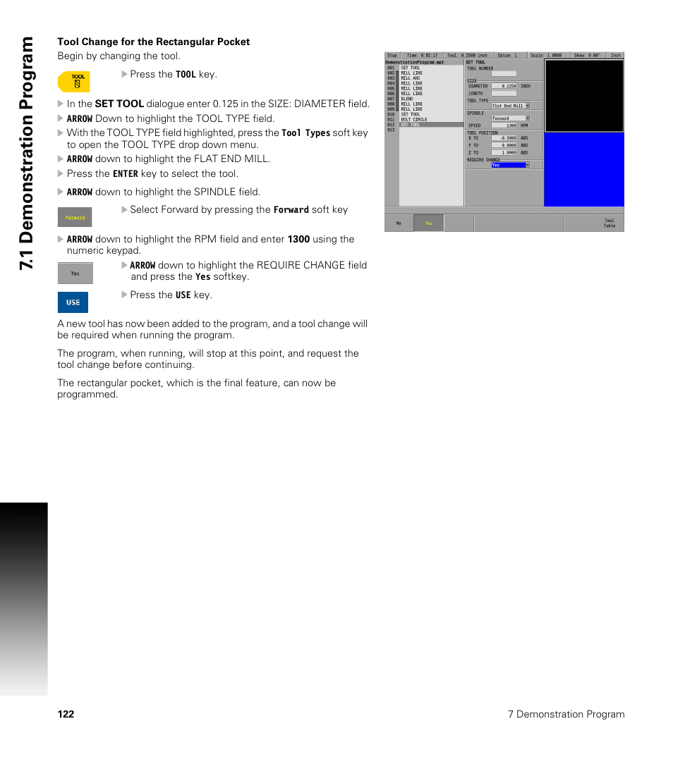 Tool change for the rectangular pocket, 1 demonstr ation pr ogr am | ACU-RITE MILLPWRG2 User Manual | Page 140 / 214
