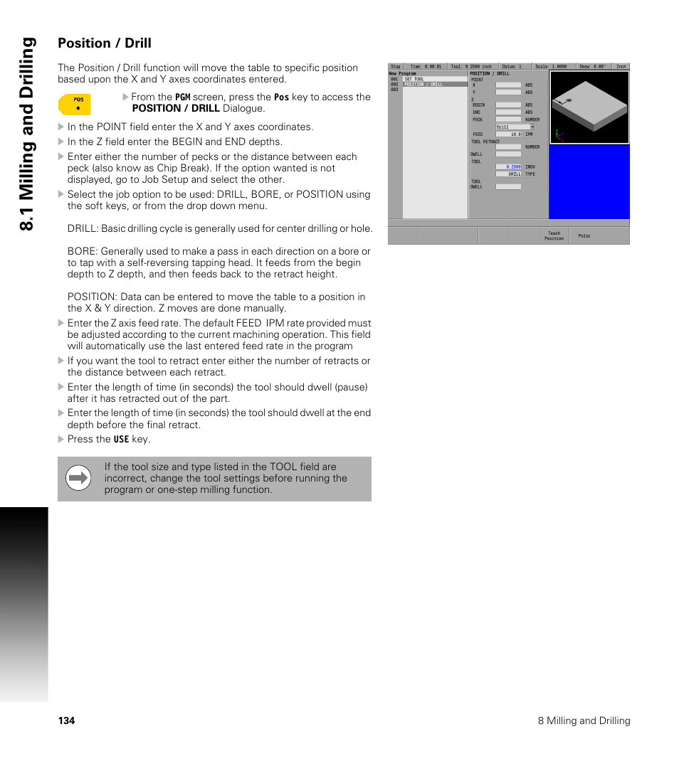 Position / drill, 1 milling and dr illing | ACU-RITE MILLPWRG2 User Manual | Page 152 / 214