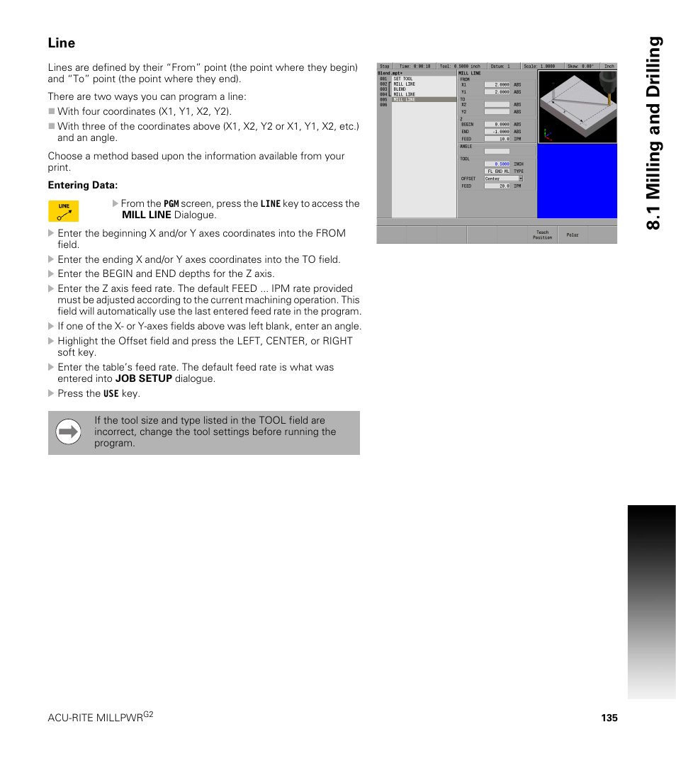 Line, 1 milling and dr illing | ACU-RITE MILLPWRG2 User Manual | Page 153 / 214