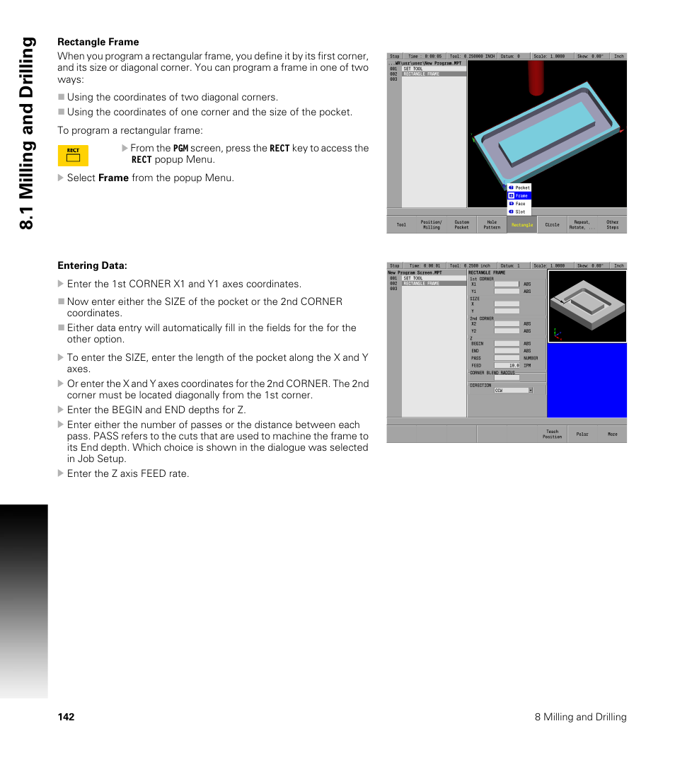 Rectangle frame, 1 milling and dr illing | ACU-RITE MILLPWRG2 User Manual | Page 160 / 214