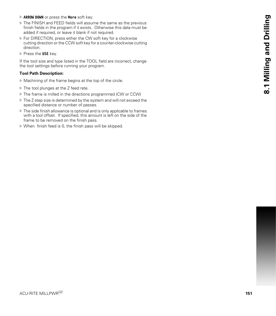 1 milling and dr illing | ACU-RITE MILLPWRG2 User Manual | Page 169 / 214