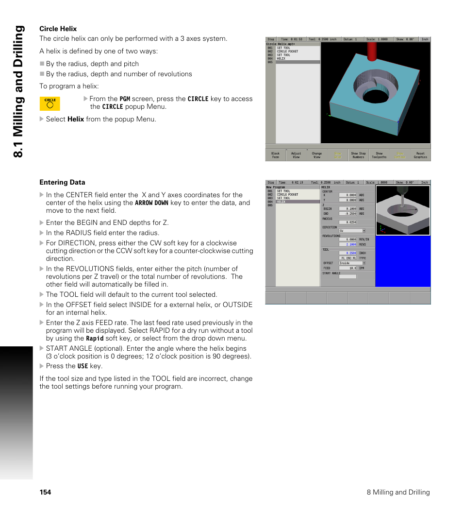 Circle helix, 1 milling and dr illing | ACU-RITE MILLPWRG2 User Manual | Page 172 / 214