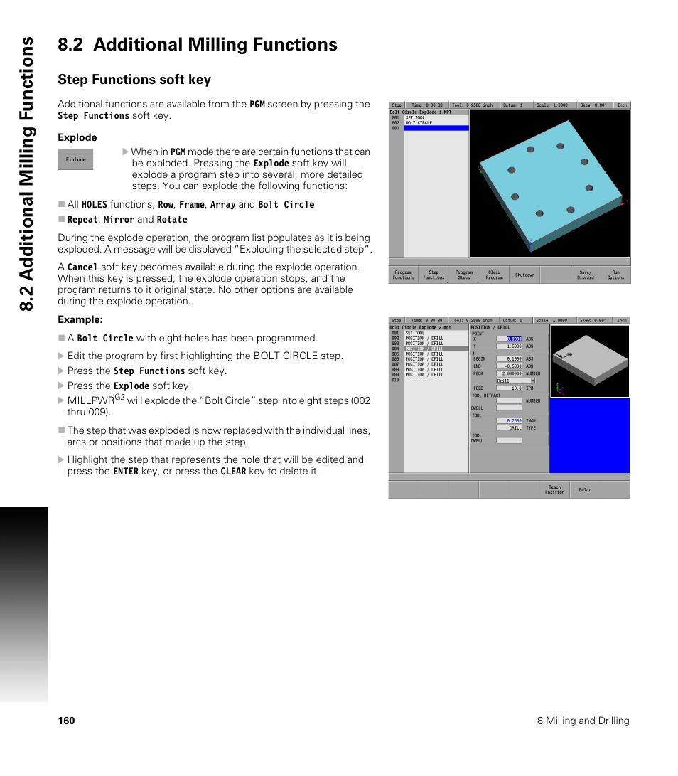 2 additional milling functions, Step functions soft key, Explode | ACU-RITE MILLPWRG2 User Manual | Page 178 / 214