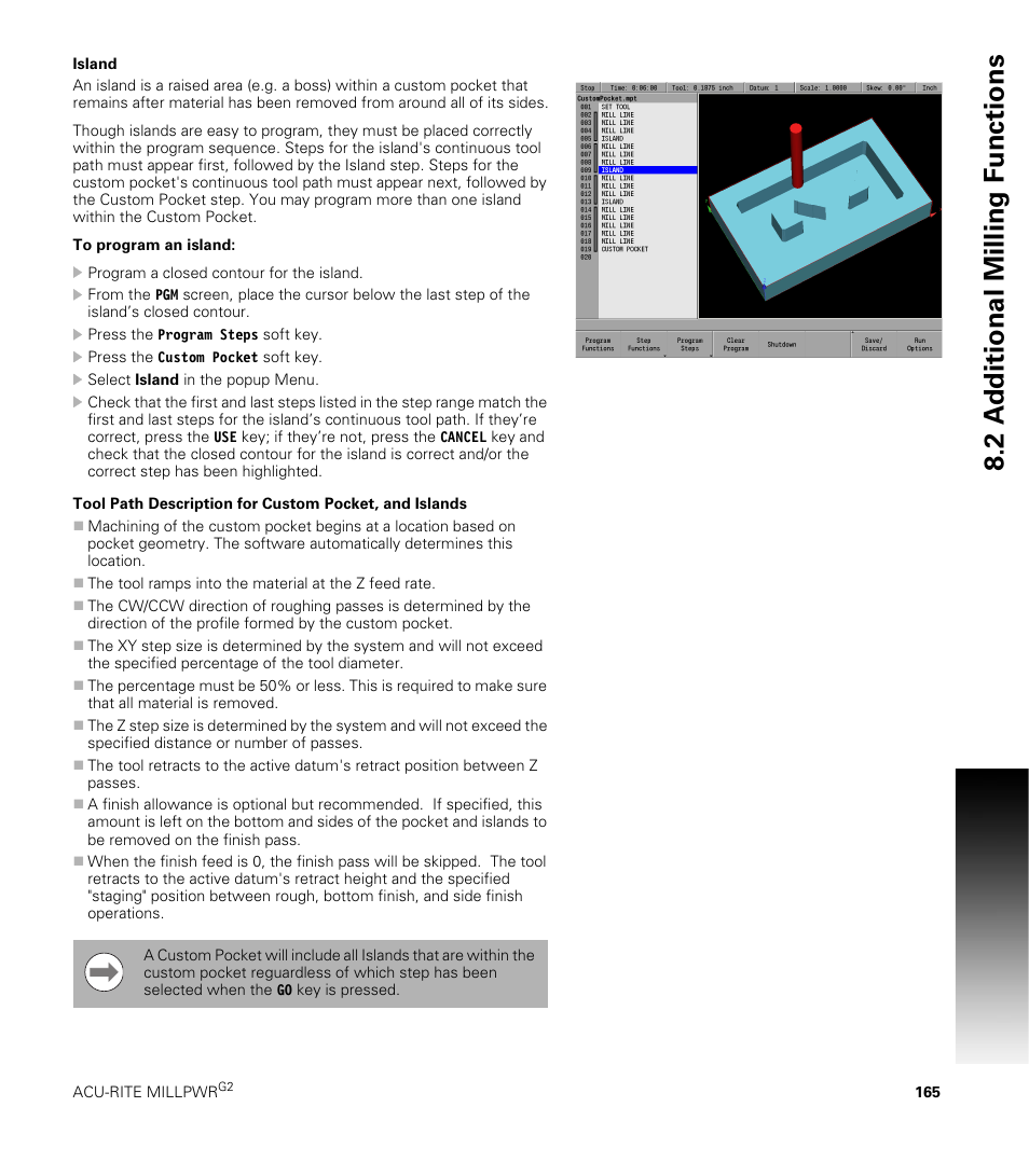 Island, 2 a dditional milling f unctions | ACU-RITE MILLPWRG2 User Manual | Page 183 / 214