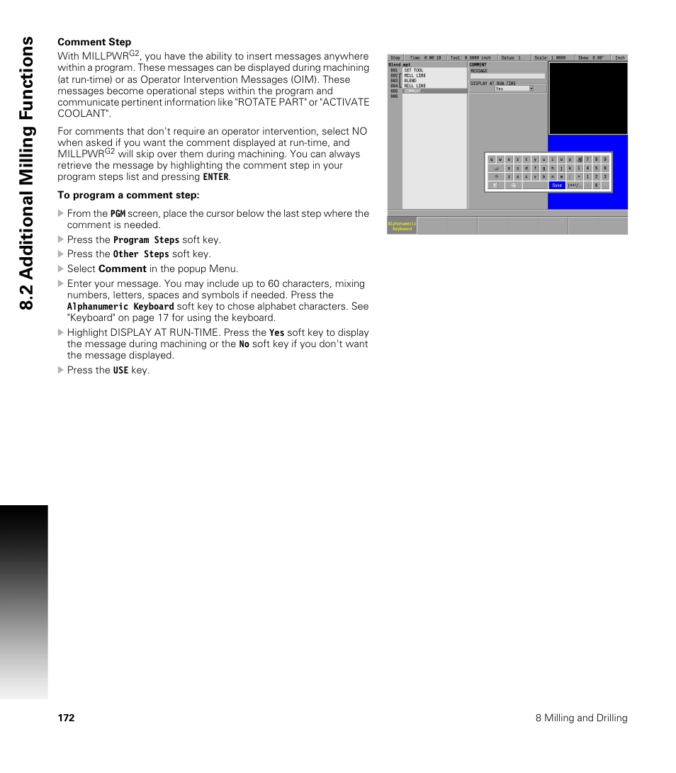 Comment step, 2 a d ditional milling f unctions | ACU-RITE MILLPWRG2 User Manual | Page 190 / 214