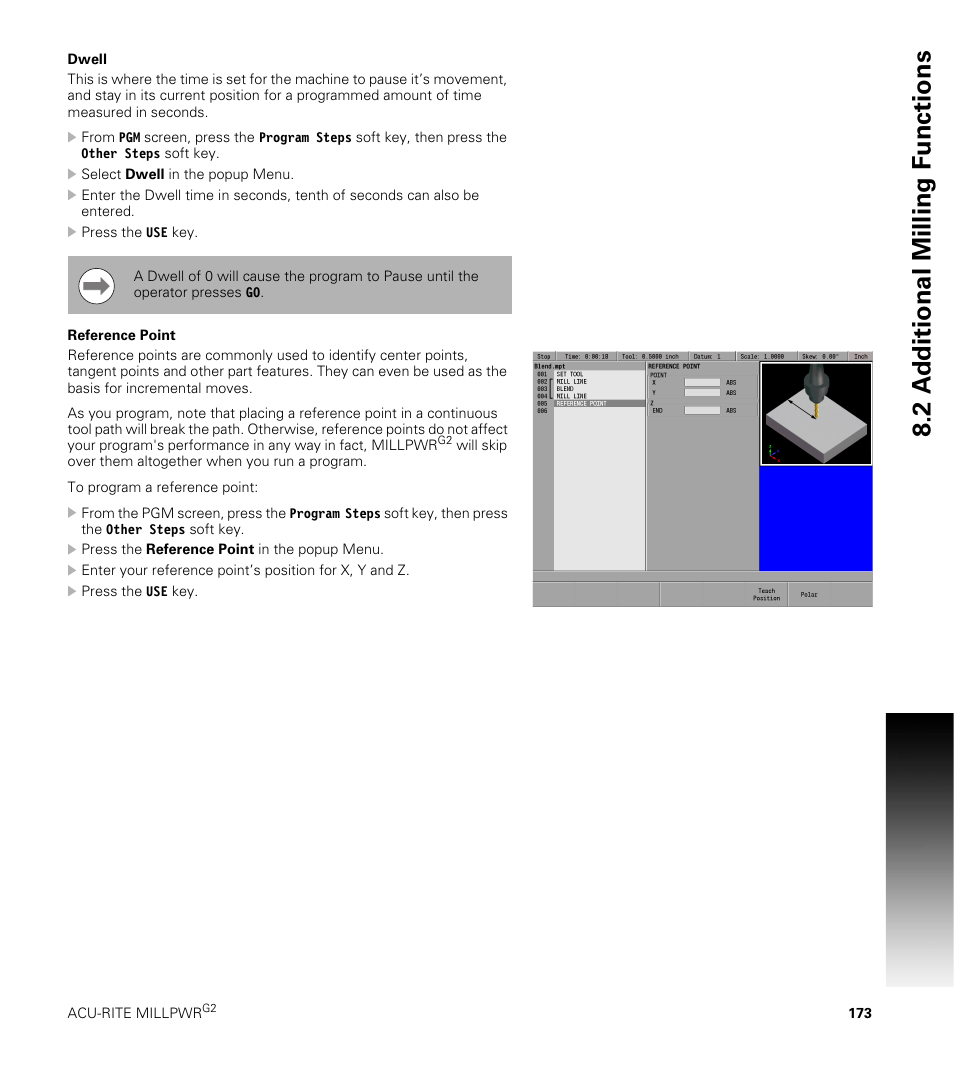 Dwell, Reference point, Dwell reference point | 2 a dditional milling f unctions | ACU-RITE MILLPWRG2 User Manual | Page 191 / 214