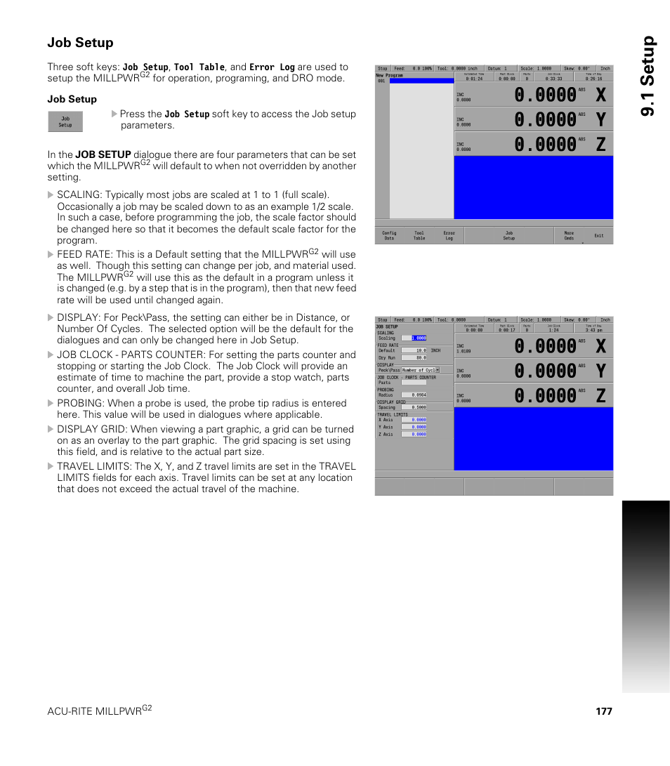 Job setup, 1 set u p | ACU-RITE MILLPWRG2 User Manual | Page 195 / 214