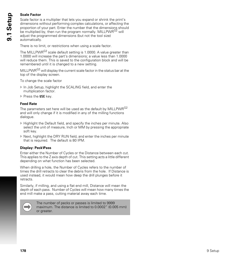 Scale factor, Feed rate, Display: peck\pass | Scale factor feed rate display: peck\pass, 1 set u p | ACU-RITE MILLPWRG2 User Manual | Page 196 / 214