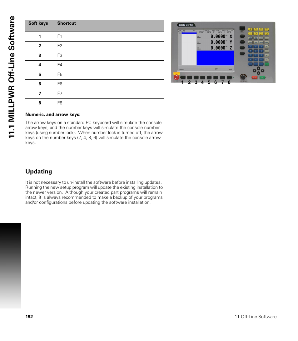 Updating, 1 millpwr of f-line sof tw a re | ACU-RITE MILLPWRG2 User Manual | Page 210 / 214