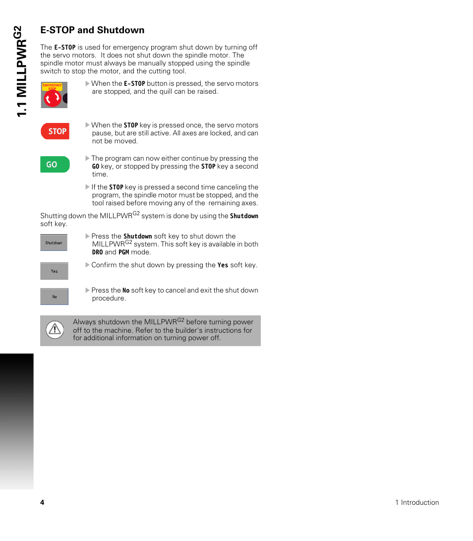 E-stop and shutdown, 1 millpwr | ACU-RITE MILLPWRG2 User Manual | Page 22 / 214