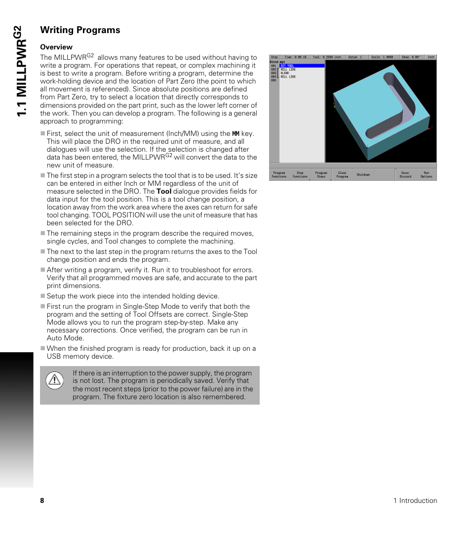 Writing programs, Overview, 1 millpwr | ACU-RITE MILLPWRG2 User Manual | Page 26 / 214