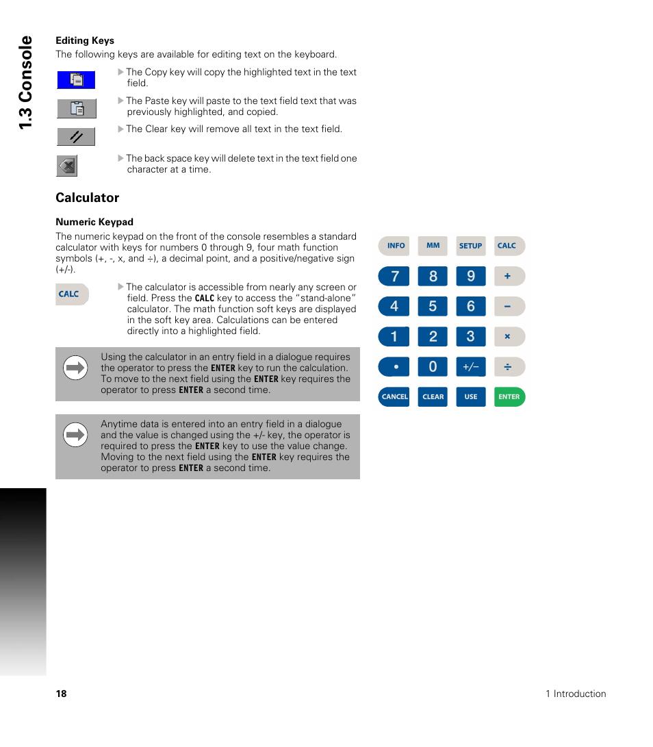 Editing keys, Calculator, Numeric keypad | 3 cons ol e | ACU-RITE MILLPWRG2 User Manual | Page 36 / 214