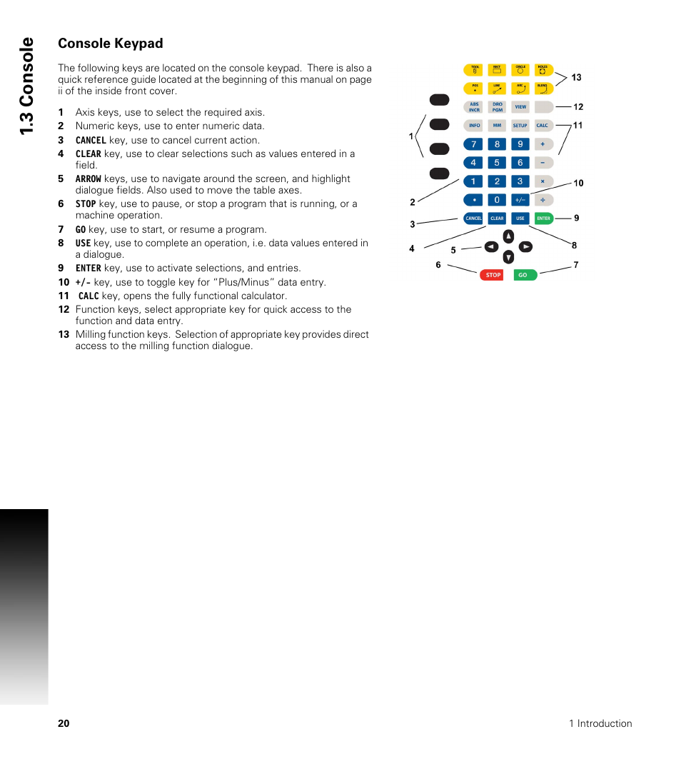 Console keypad, 3 cons ol e | ACU-RITE MILLPWRG2 User Manual | Page 38 / 214