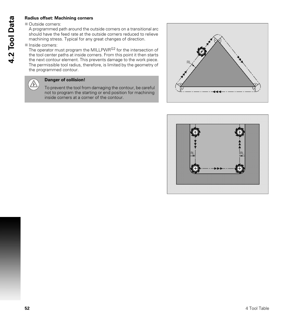 Radius offset: machining corners, 2 t ool d a ta | ACU-RITE MILLPWRG2 User Manual | Page 70 / 214