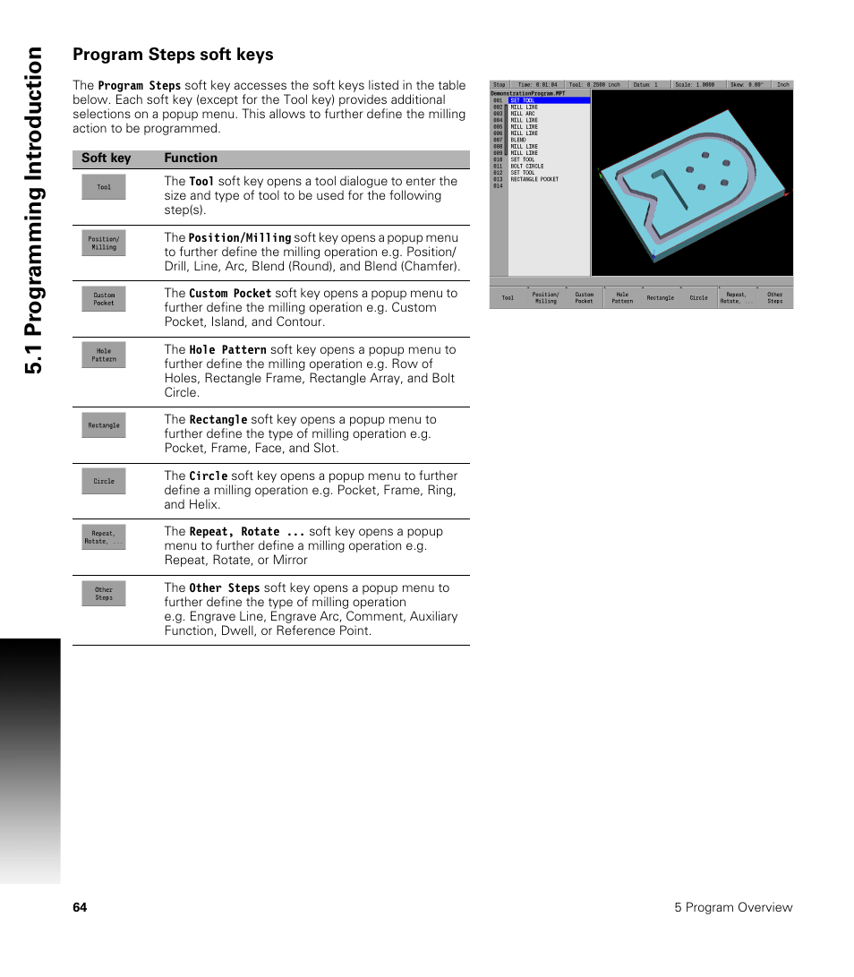 Program steps soft keys, 1 pr ogr amming intr oduction | ACU-RITE MILLPWRG2 User Manual | Page 82 / 214