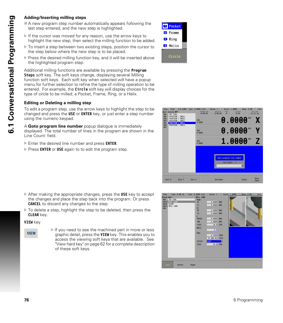 Adding/inserting milling steps, Editing or deleting a milling step, 1 con v ersational pr ogr a mming | ACU-RITE MILLPWRG2 User Manual | Page 94 / 214