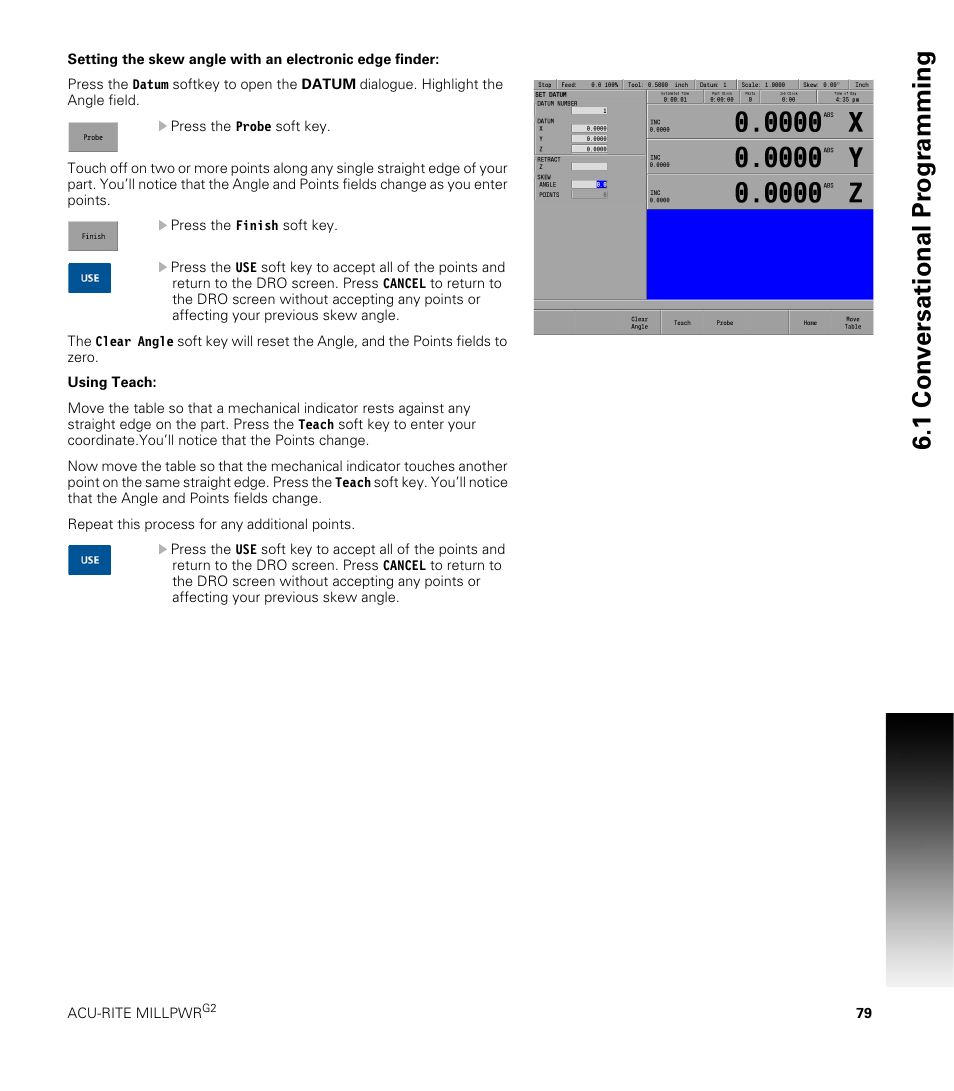 1 con v ersational pr ogr a mming | ACU-RITE MILLPWRG2 User Manual | Page 97 / 214
