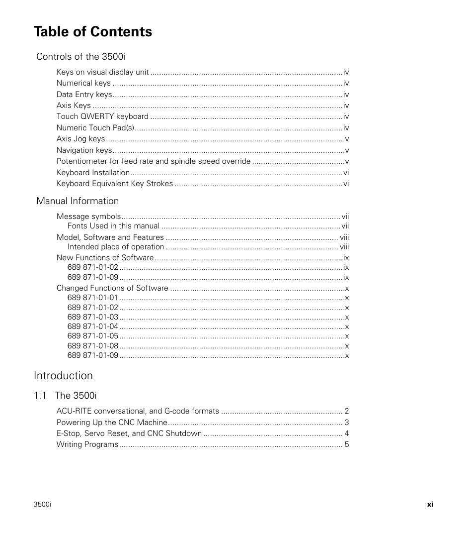 ACU-RITE CNC 3500i User Manual | Page 11 / 474