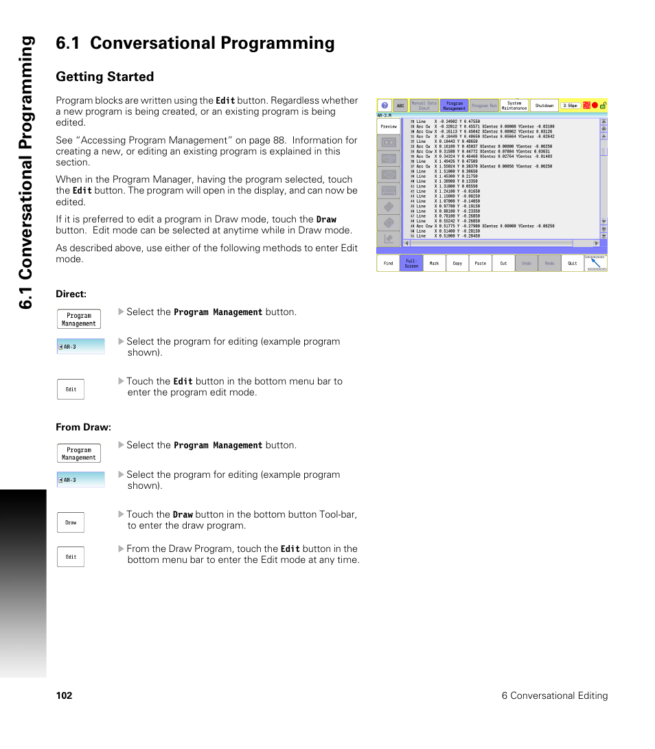 1 conversational programming, Getting started | ACU-RITE CNC 3500i User Manual | Page 128 / 474