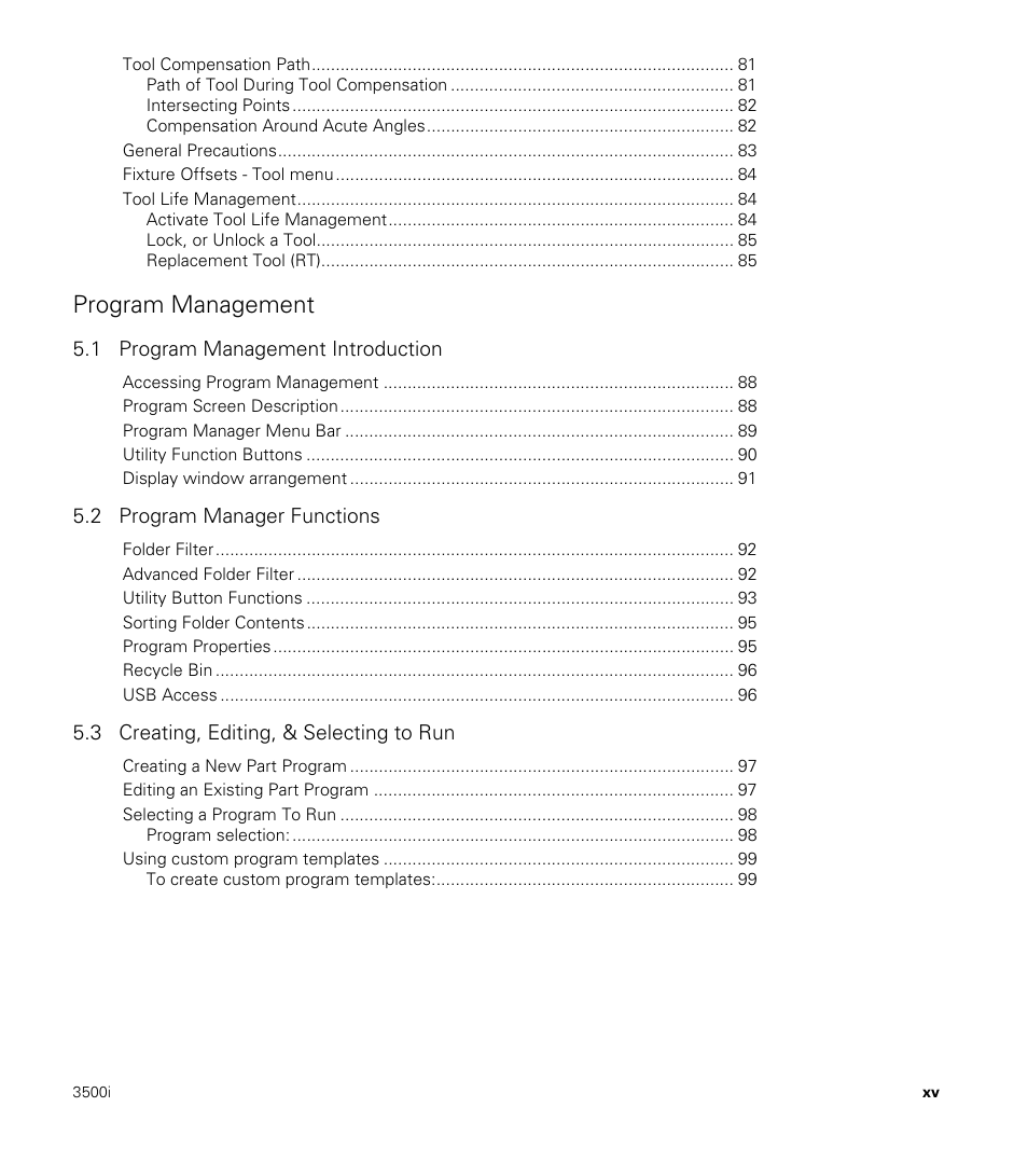 Program management | ACU-RITE CNC 3500i User Manual | Page 15 / 474