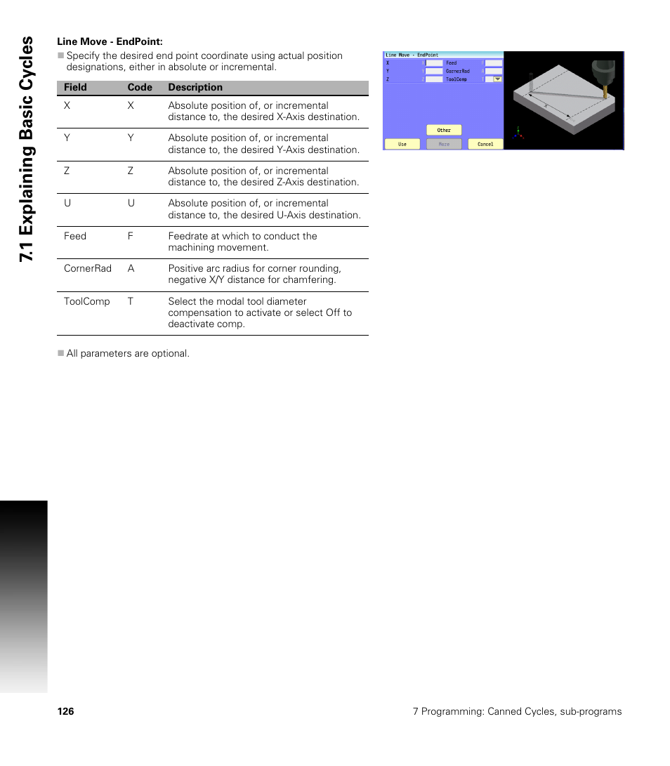 Line move - endpoint, 1 explaining basic cy cles | ACU-RITE CNC 3500i User Manual | Page 152 / 474