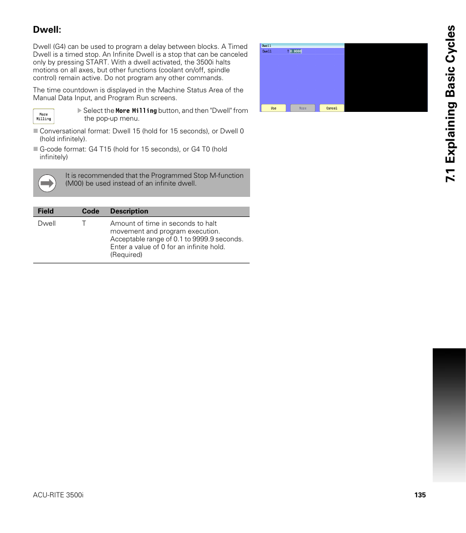 Dwell, 1 explaining basic cy cles | ACU-RITE CNC 3500i User Manual | Page 161 / 474