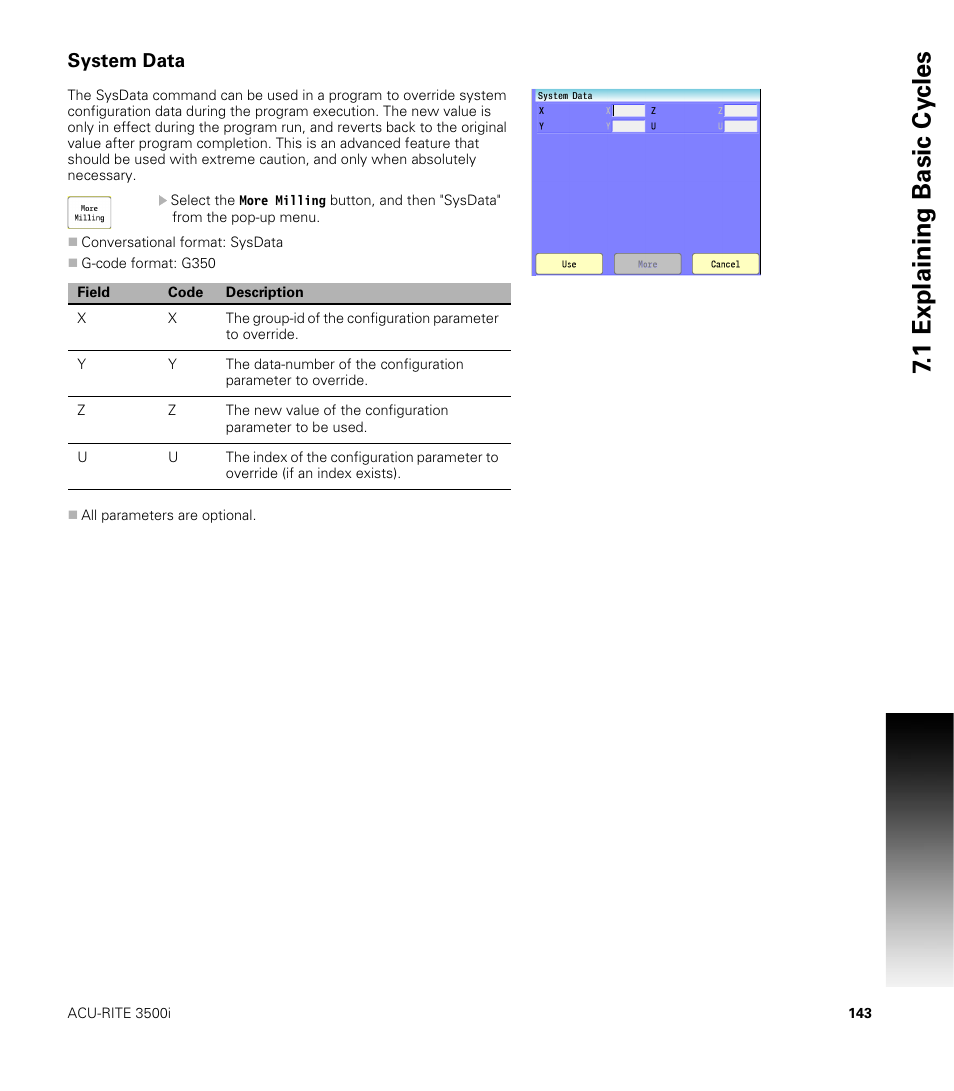 System data, 1 explaining basic cy cles | ACU-RITE CNC 3500i User Manual | Page 169 / 474
