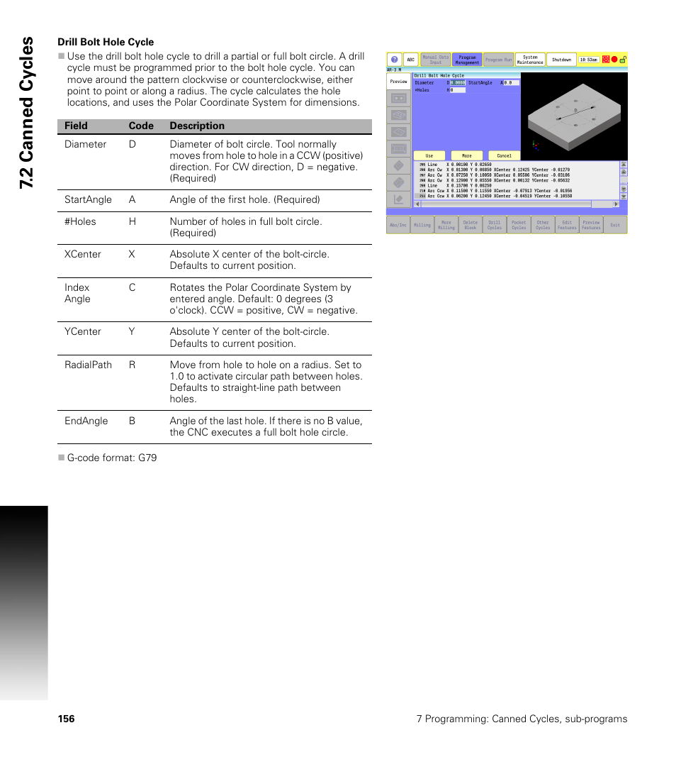 Drill bolt hole cycle, 2 canned cy cles | ACU-RITE CNC 3500i User Manual | Page 182 / 474