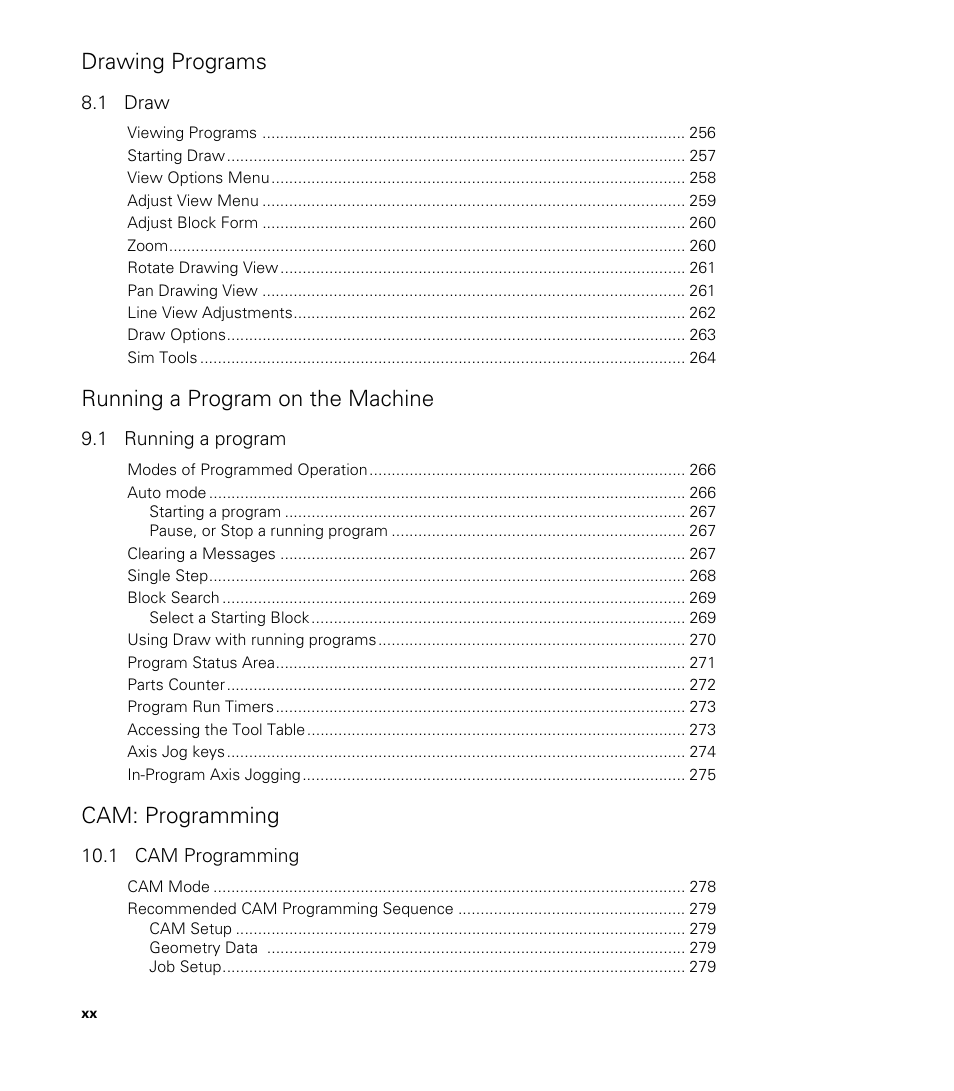 Drawing programs, Running a program on the machine, Cam: programming | ACU-RITE CNC 3500i User Manual | Page 20 / 474