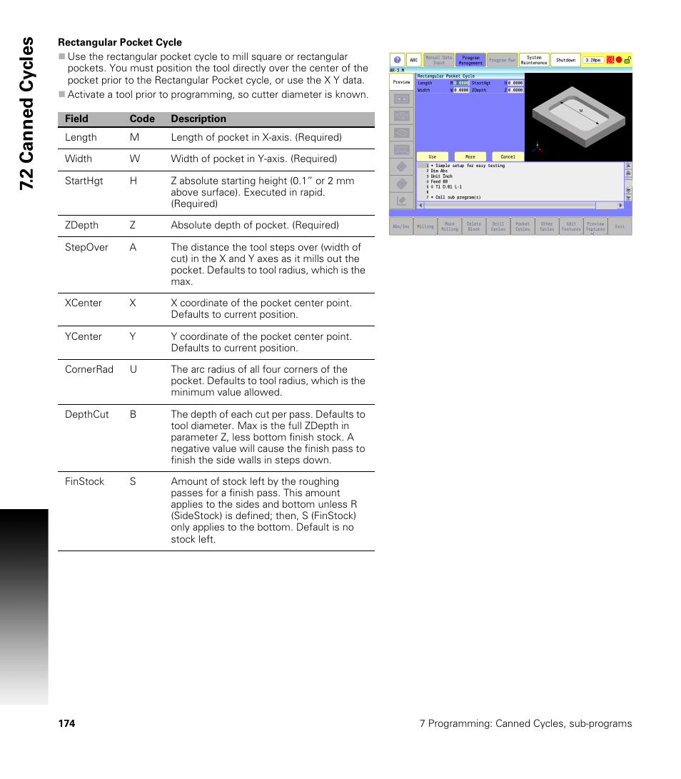 Rectangular pocket cycle, 2 canned cy cles | ACU-RITE CNC 3500i User Manual | Page 200 / 474