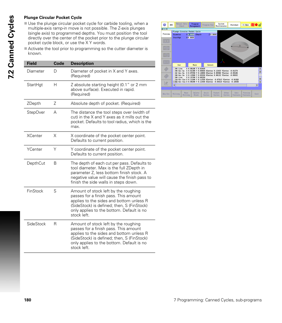 Plunge circular pocket cycle, 2 canned cy cles | ACU-RITE CNC 3500i User Manual | Page 206 / 474